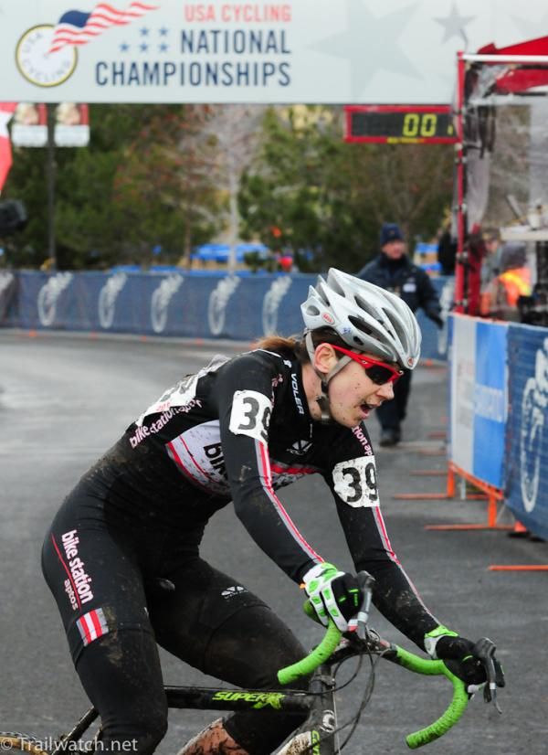 Devon Haskell (Team Tibco) with a comfortable lead with one lap to go