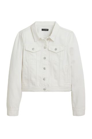 J.Crew white denim jacket on a white background