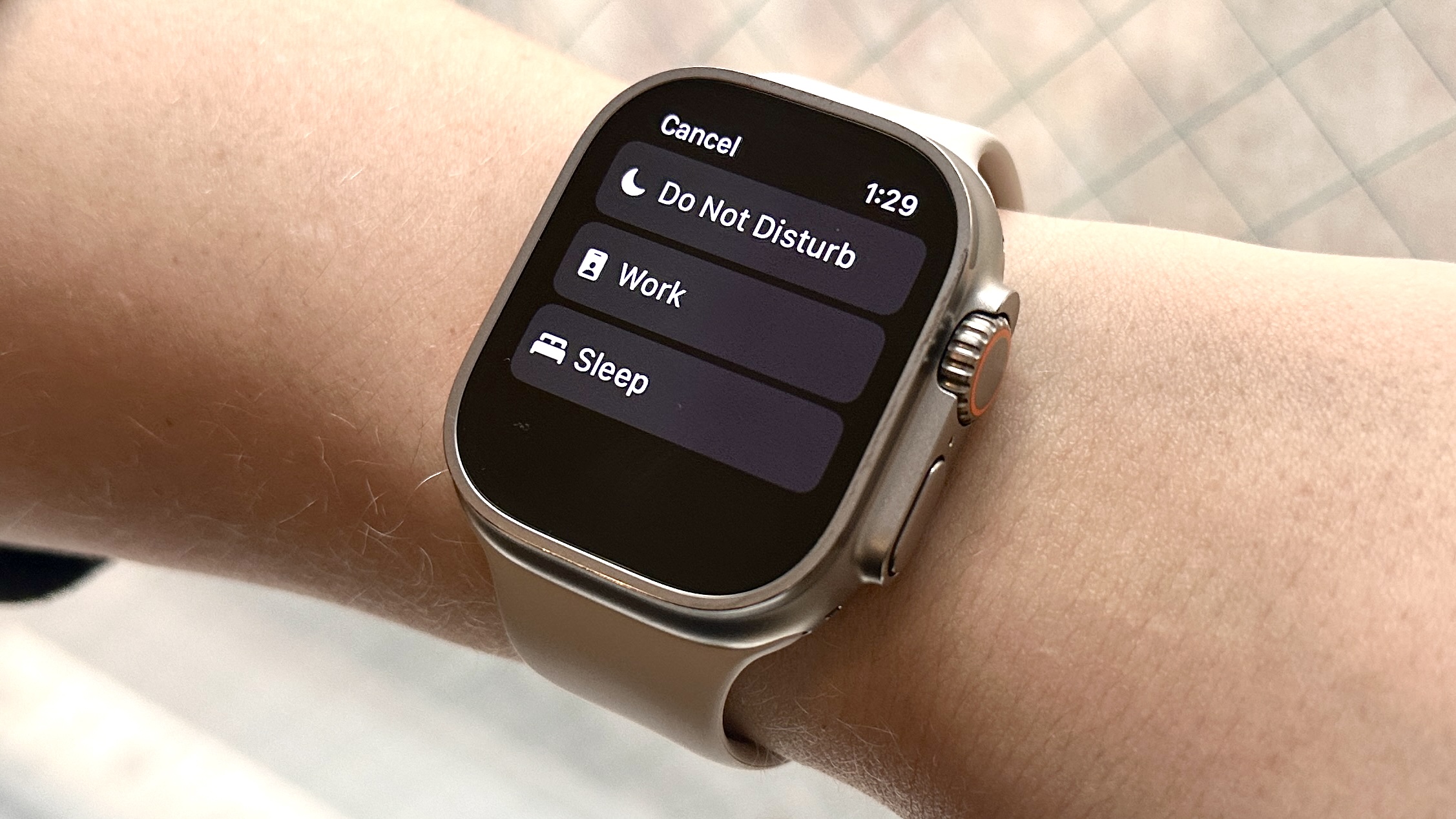 Apple Watch Ultra en la configuración de enfoque