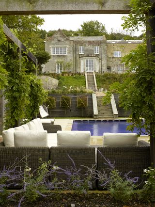 swimming pool and back of Victorian rectory