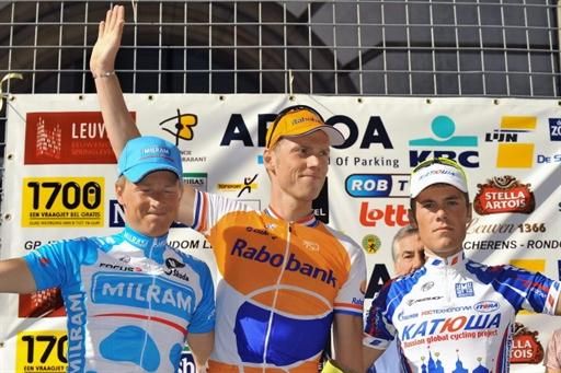 Grote Prijs Jef Scherens podium (L-r): Fabian Wegmann, Lars Boom and Maxime Vantomme