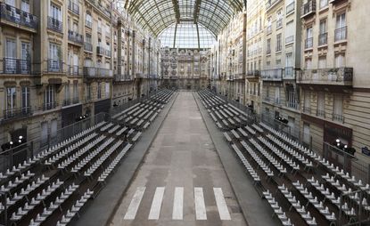 The Chanel indoor street scene runway inside the Grand Palais