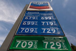Gas prices at Chevron station in California