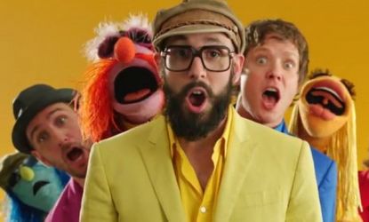 Treadmills, dogs, and now muppets? Everyone's favorite music video makers OK GO are back at it again with their playful version of the "Muppet Show" theme song.