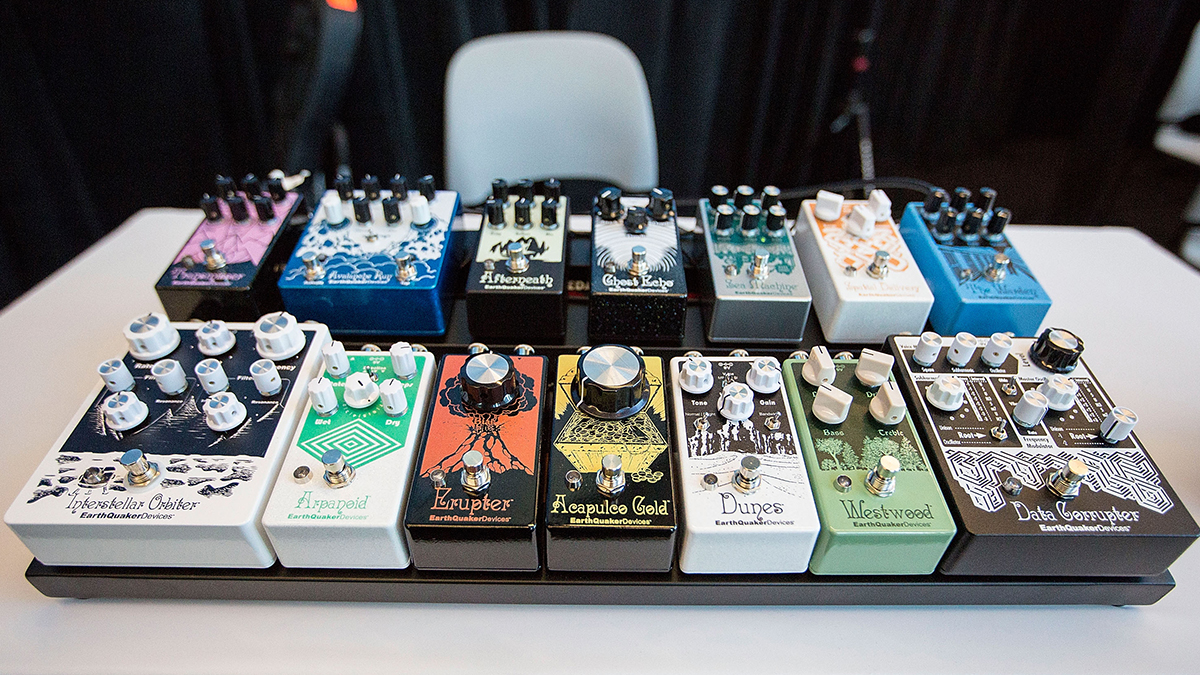 EarthQuaker Devices pedals on a pedalboard