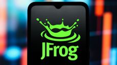 JFrog logo and branding pictured on a smartphone screen.