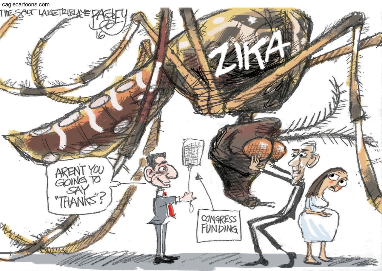 Obama Cartoon U.S. Congress Zika 2016