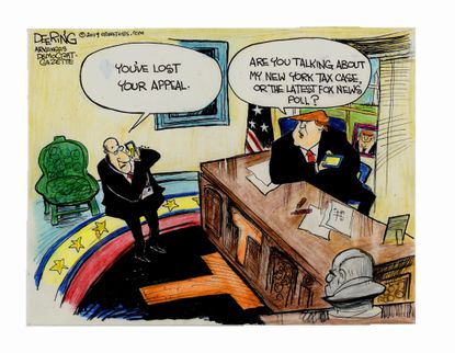 Political Cartoon U.S. Trump Lost Appeal NY Tax Case And Fox News Poll