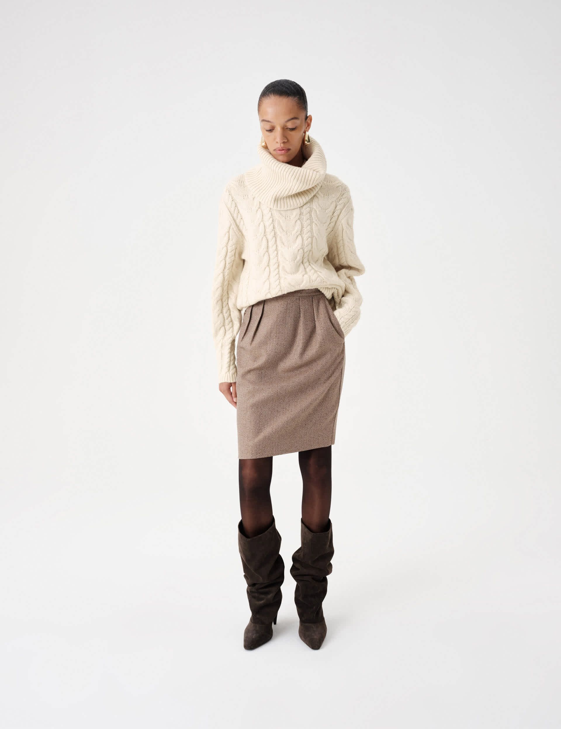 Wool Blend Cable Knit Relaxed Jumper