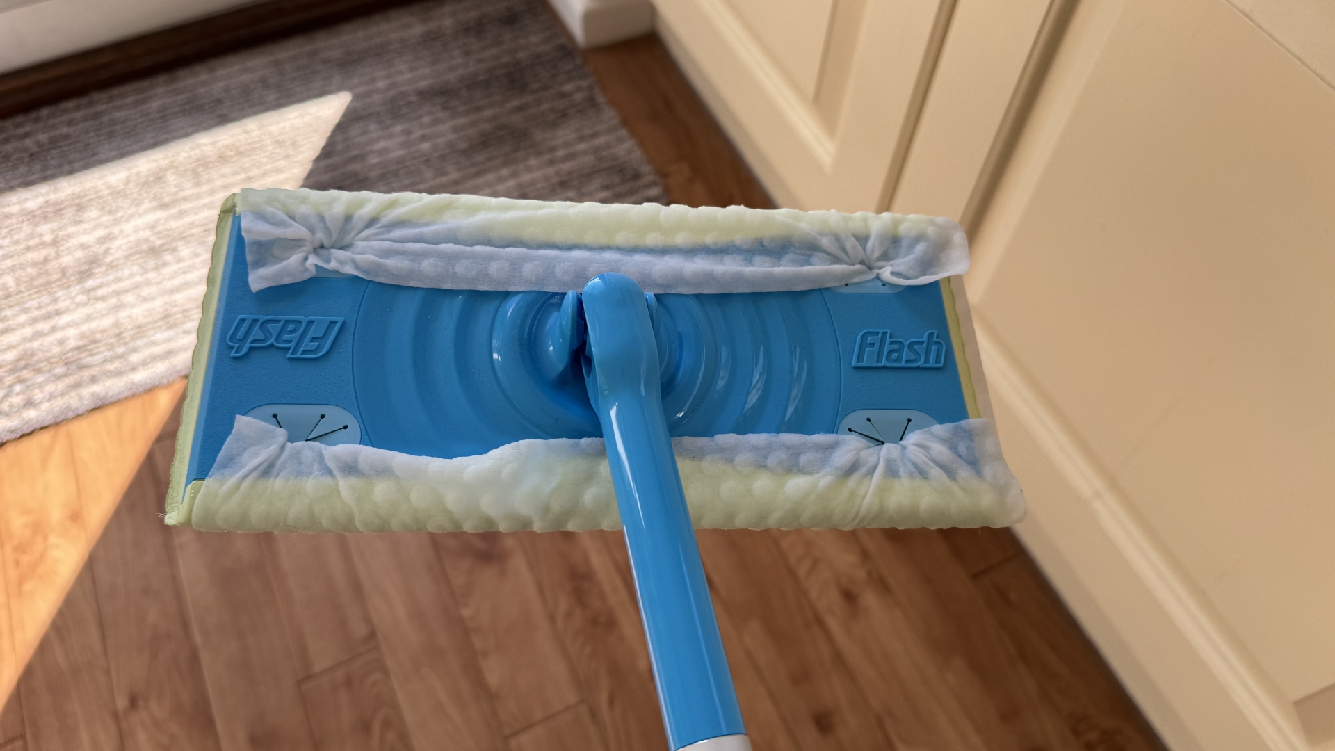 The Flash Speed Mop with wipe attached