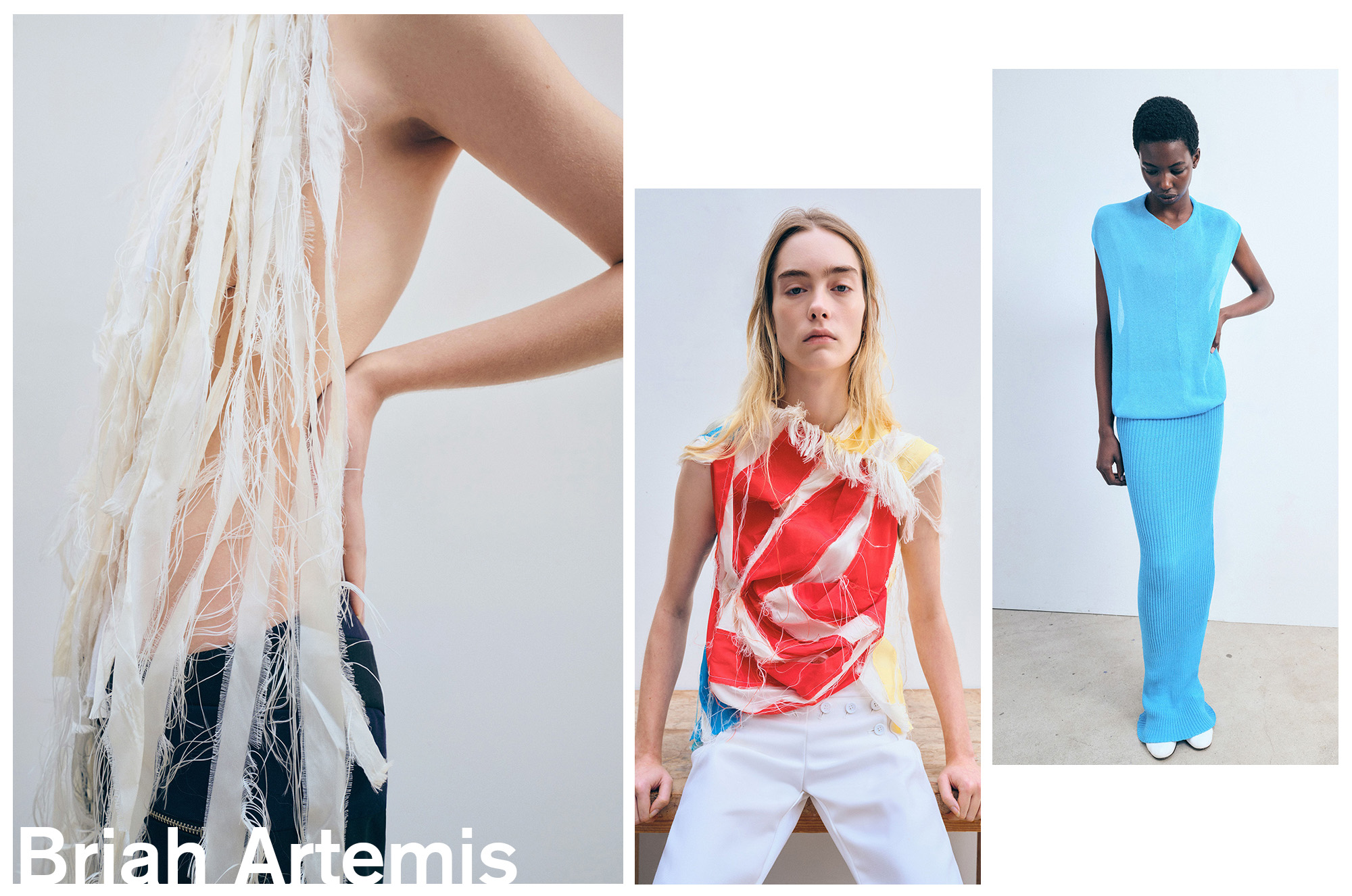 Collage of models wearing designs from Briah Artemis.