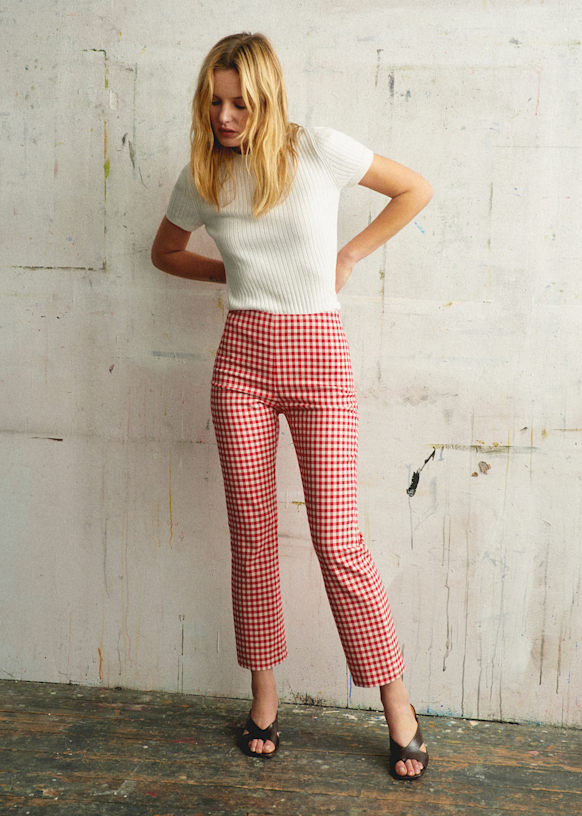 Ciara Trousers - Gingham Red Ecru - Grs Certified Recycled Polyester - S&amp;eacute;zane