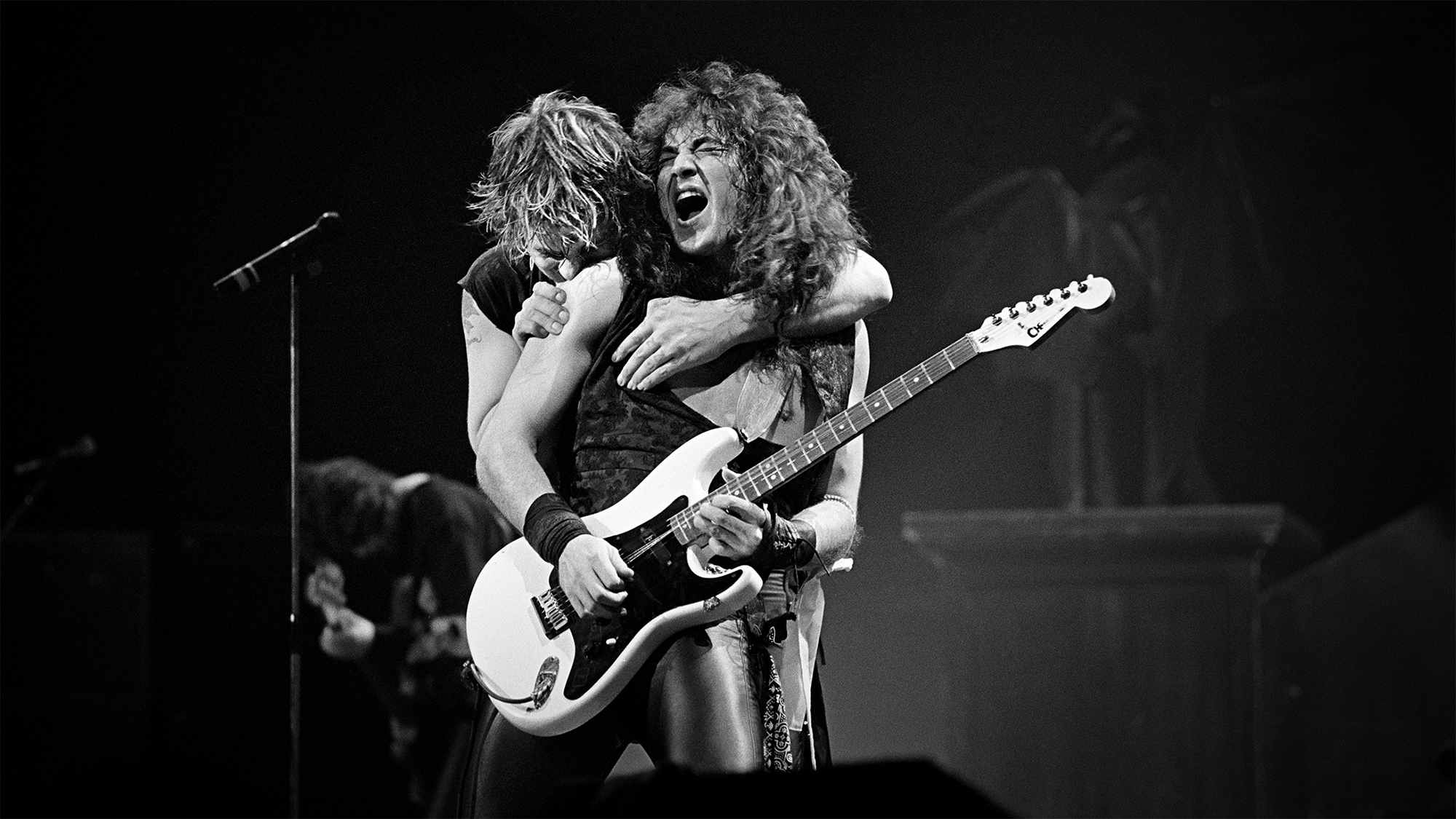 English singer Ozzy Osbourne and American Guitarist and Songwriter Jake E. Lee perform at Madison Square Garden on January 30, 1984 in New York, New York