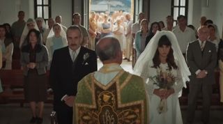 María gets married to Ramón in a Spanish church.