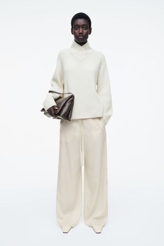 Tie-Detail Wide-Leg Trousers