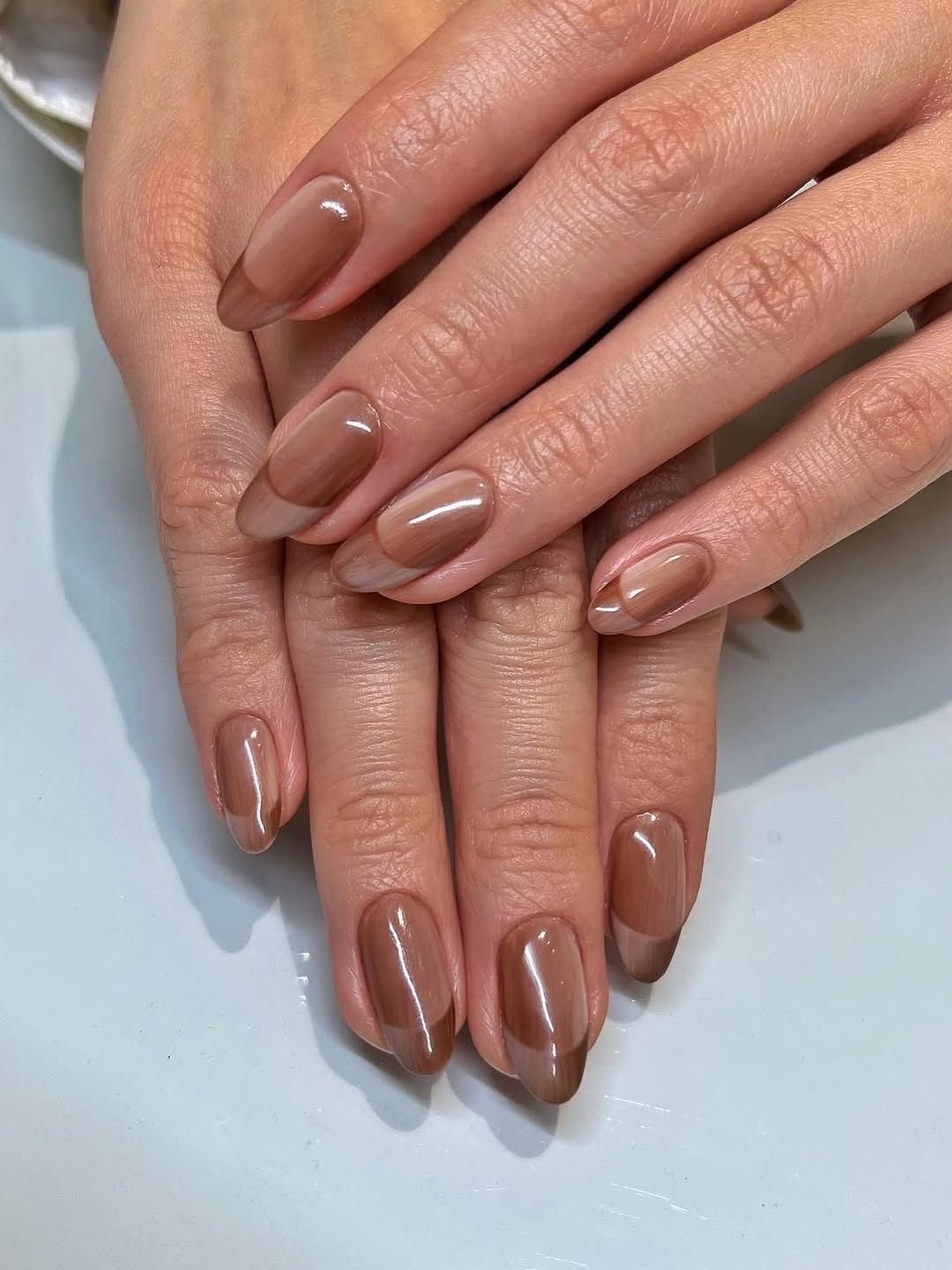 brown oval nails