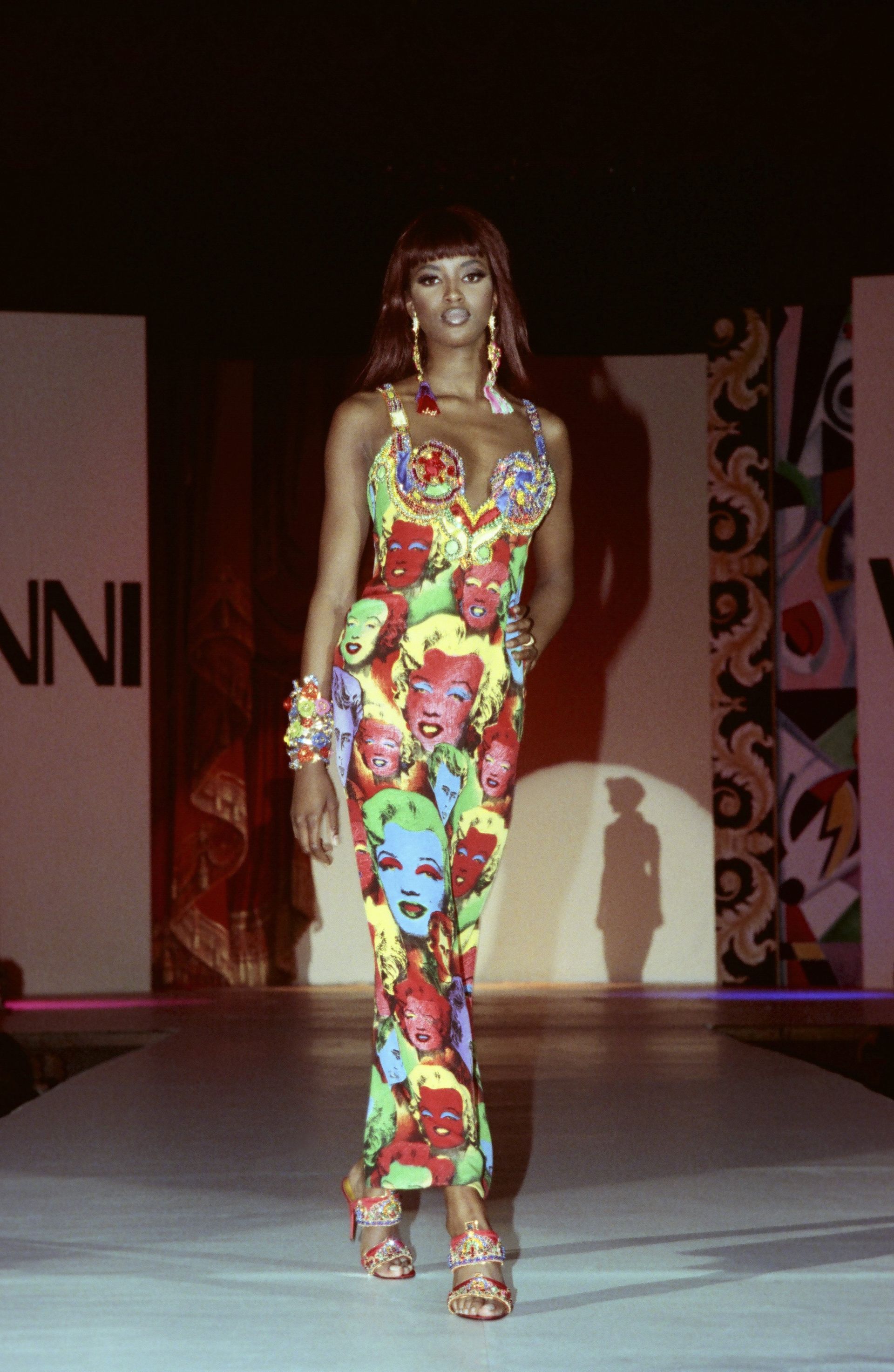 Runway model wearing Versace.
