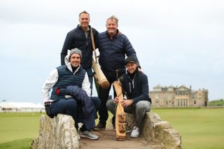 Morgan with three cricket players at St Andrews