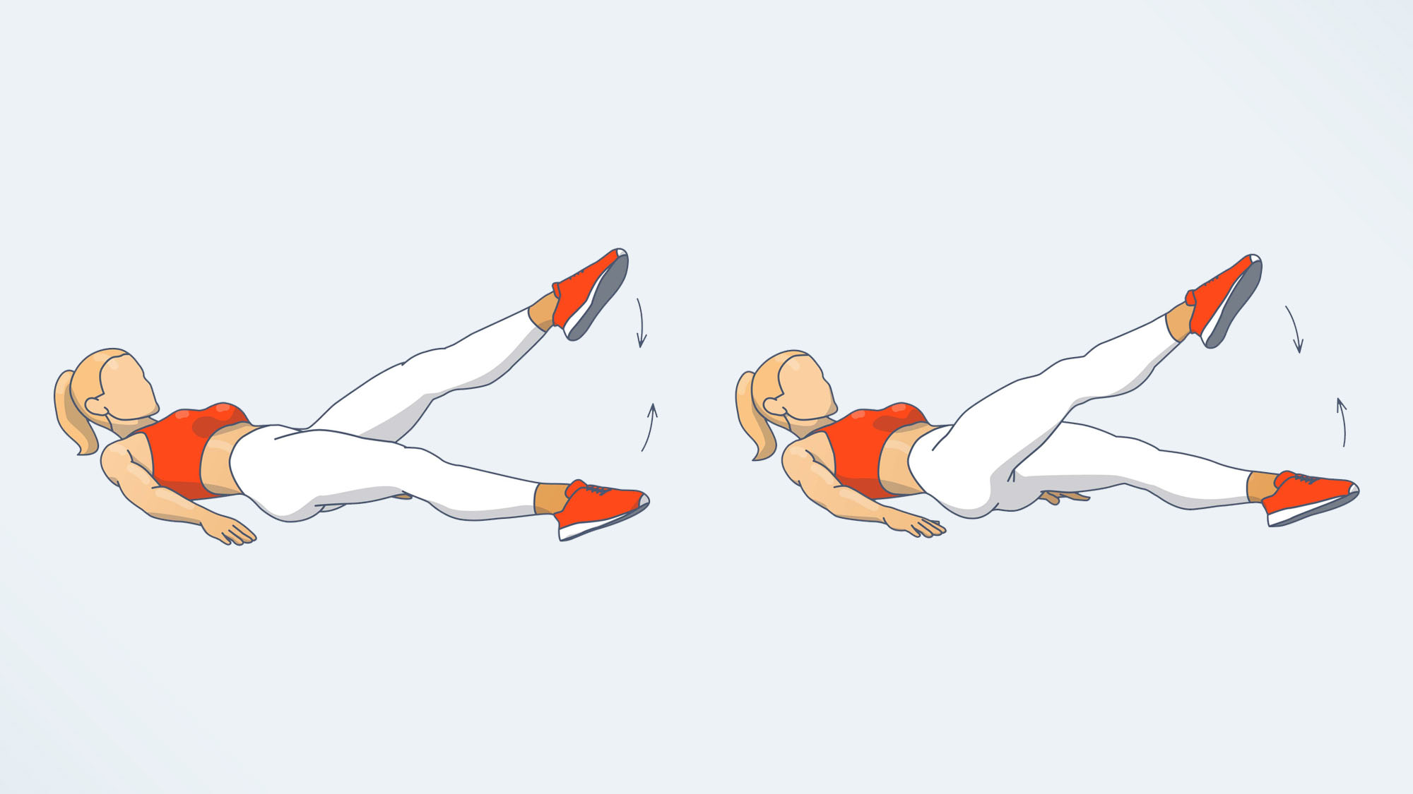 an illustration of a woman doing flutter kicks