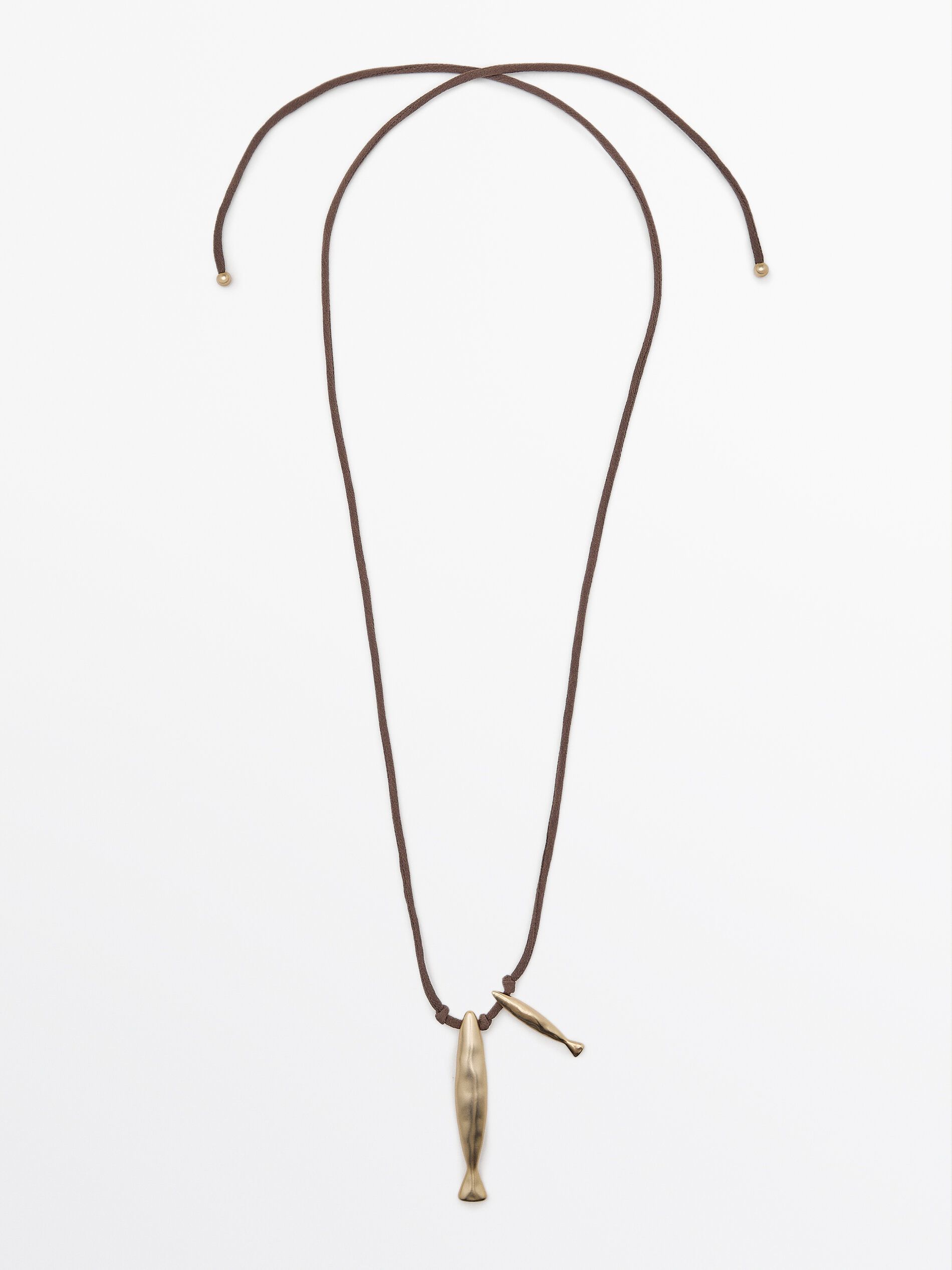 Silk Cord Necklace With Fish