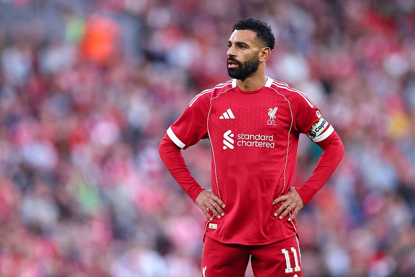 Mohamed Salah of Liverpool during the pre-season friendly match between Liverpool v Athletic Club Bilbao at Anfield on August 4, 2025 in Liverpool, England