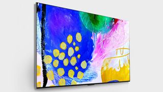 Product shot of LG Gallery G2 OLED showing a work of abstract art