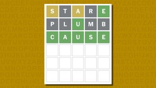 Wordle answer for game 857 on a yellow background