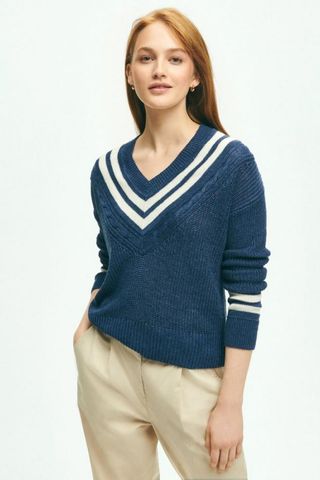 Brooks Brothers Relaxed Linen Tennis Sweater