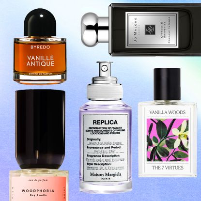 Best Winter Perfumes collage including byredo, replica, and vanilla woods winter perfumes