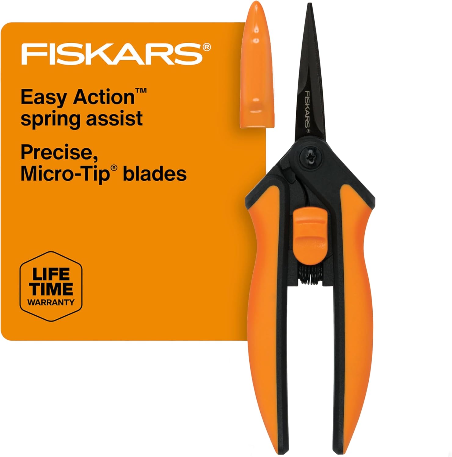 Fiskars Micro-Tip Pruning Snips - 6" Garden Shears With Sheath and Comfort Grip - Sharp Steel Blades - Quality Pruning Shears for Plants in Grow Tents and Hydroponics - Garden Tools