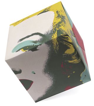 Marylin Monroe Andy Wharol Painting printed on gift wrap over a square box