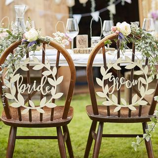 Ginger Ray Natural Wooden Bride and Groom Chair Signs