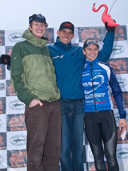 The men’s podium (l to r): Barry Wicks (Kona), Ryan Trebon (Kona) and Valentin Scherz (Pro Cycles Scott Newwork).