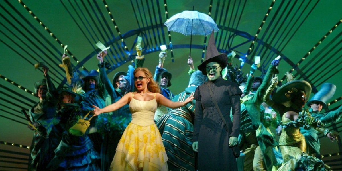 Idina Menzel and Kristin Chenoweth in Wicked on Broadway