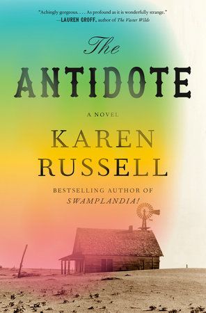 the antidote book cover with a rainbow sky over an old desolate farm house