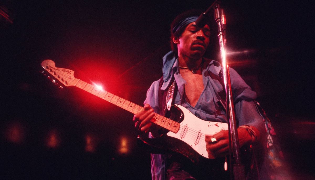 Jimi Hendrix performs at Madison Square Garden in New York City on May 18, 1969