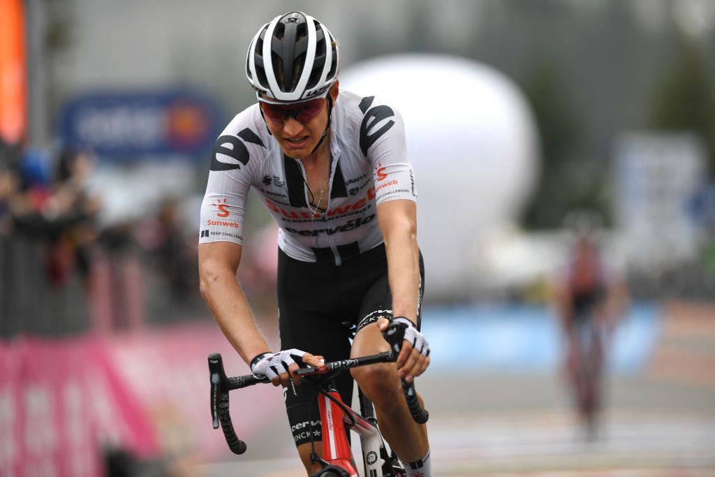 PIANCAVALLO ITALY OCTOBER 18 Arrival Wilco Kelderman of The Netherlands and Team Sunweb during the 103rd Giro dItalia 2020 Stage 15 a 185km stage from Base Aerea Rivolto Frecce Tricolori to Piancavallo 1290m girodiitalia Giro on October 18 2020 in Piancavallo Italy Photo by Tim de WaeleGetty Images