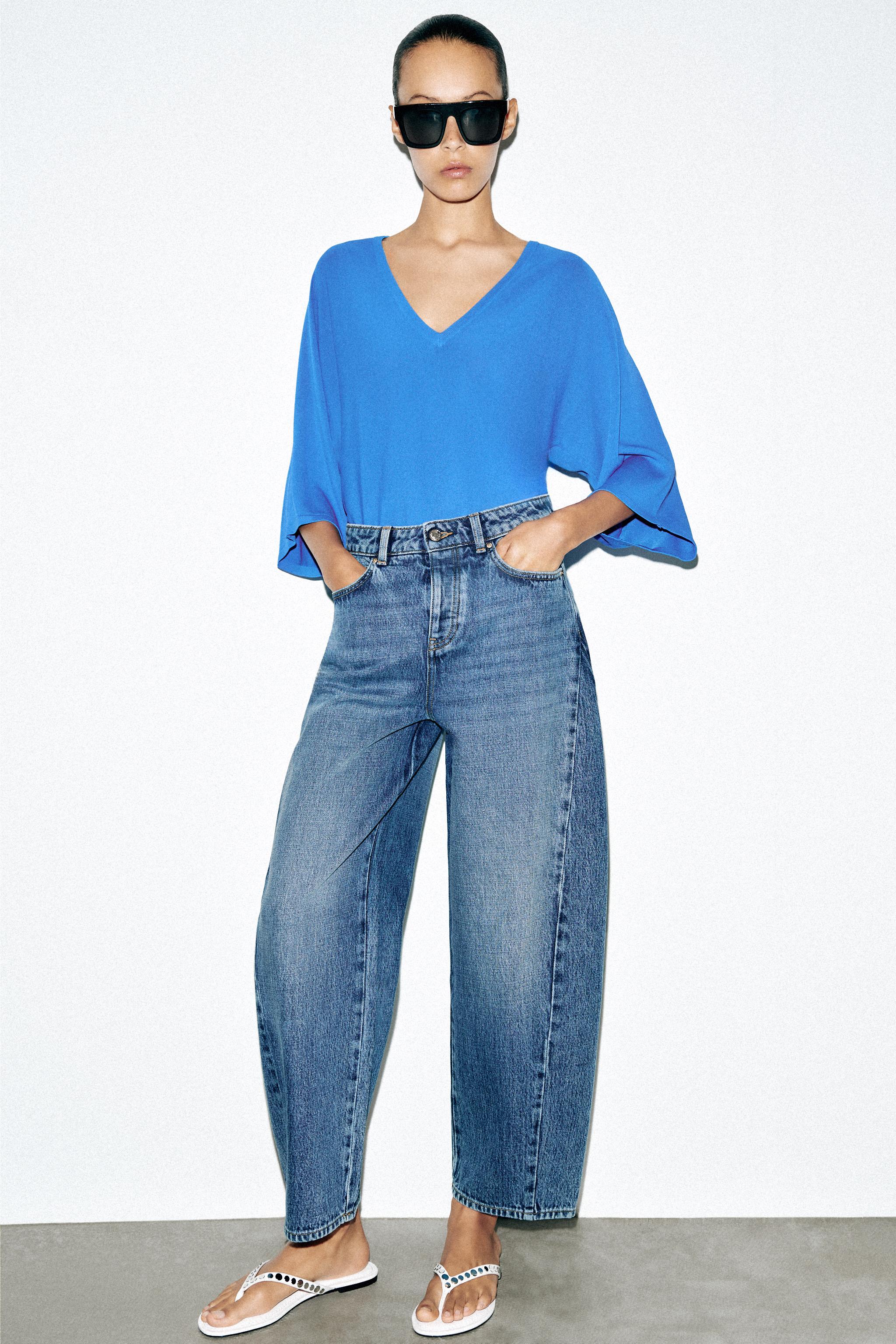 Z1975 High-Rise Barrel Jeans With Seams - Mid-Blue - 25 (us 0)