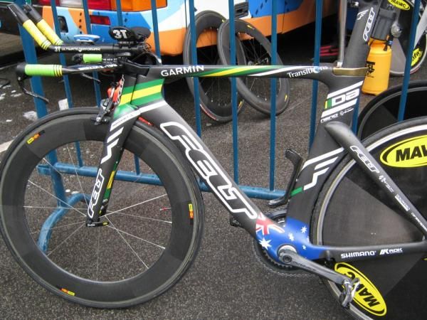 Cameron Meyer's Felt TT bike has special Australia colours