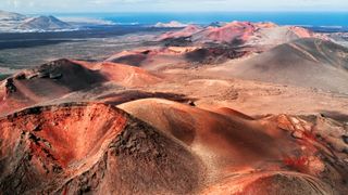 Red rocks and landscape on the European island of Lanzarote