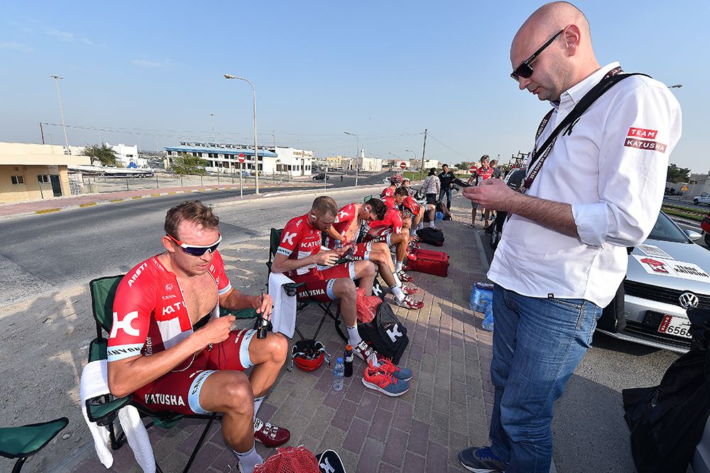 Katusha take a seat after the stae