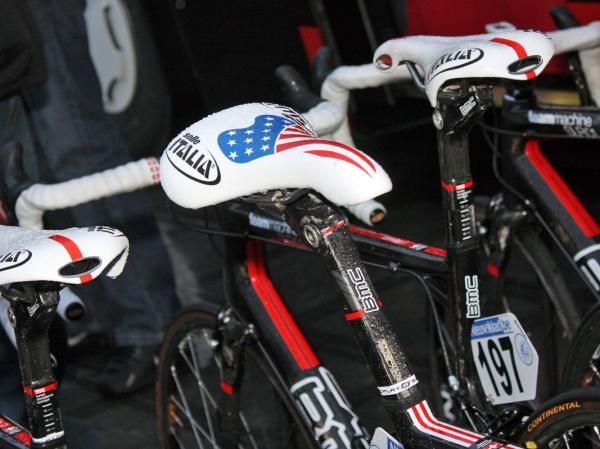 Selle Italia provided George Hincapie (BMC) with this special Flite saddle.