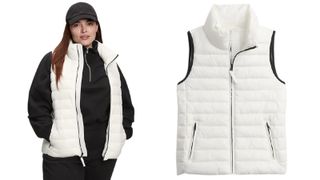 GAP 100% Recycled Nylon Relaxed Lightweight Puffer Vest in white