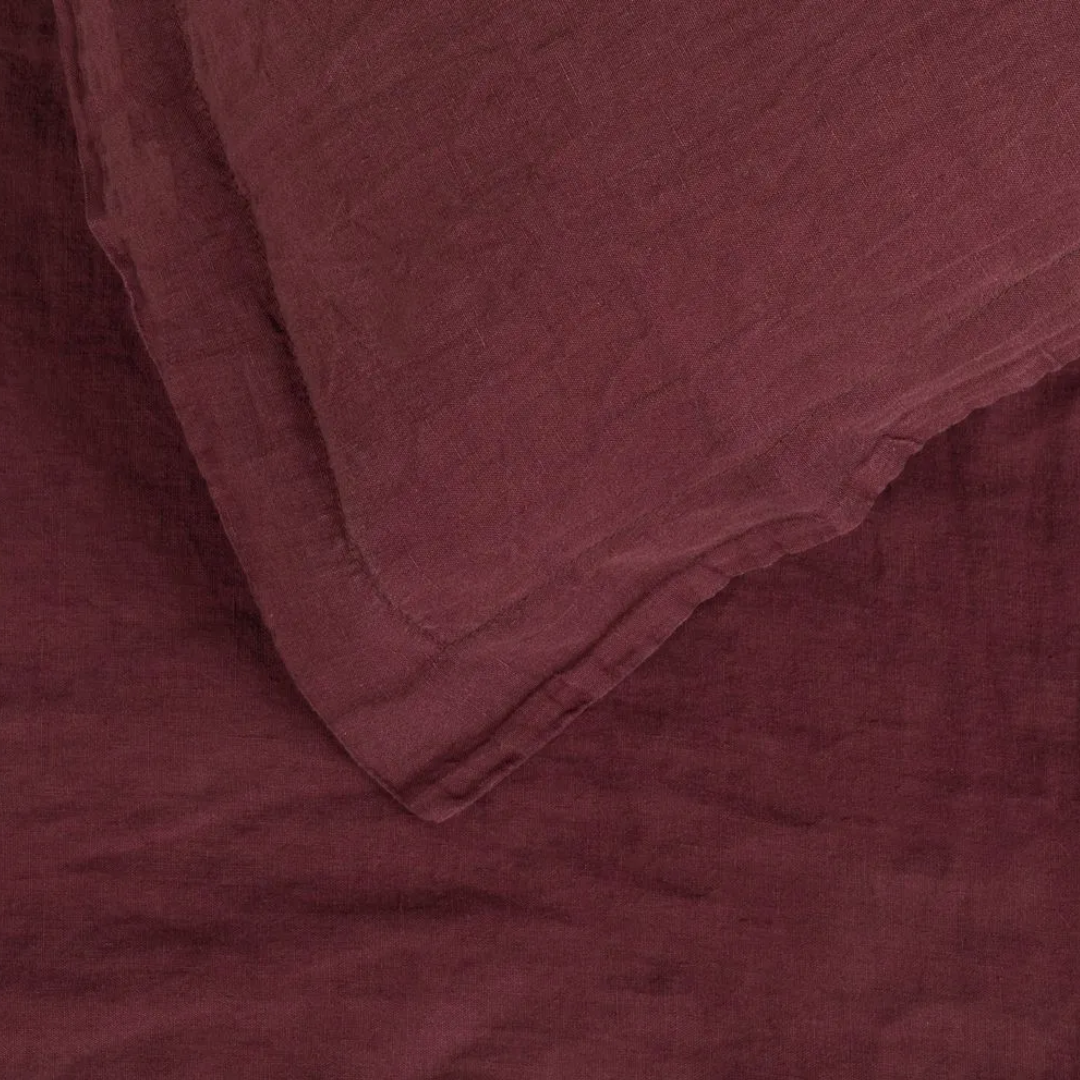 Washed Linen Aubergine Fitted Sheet King