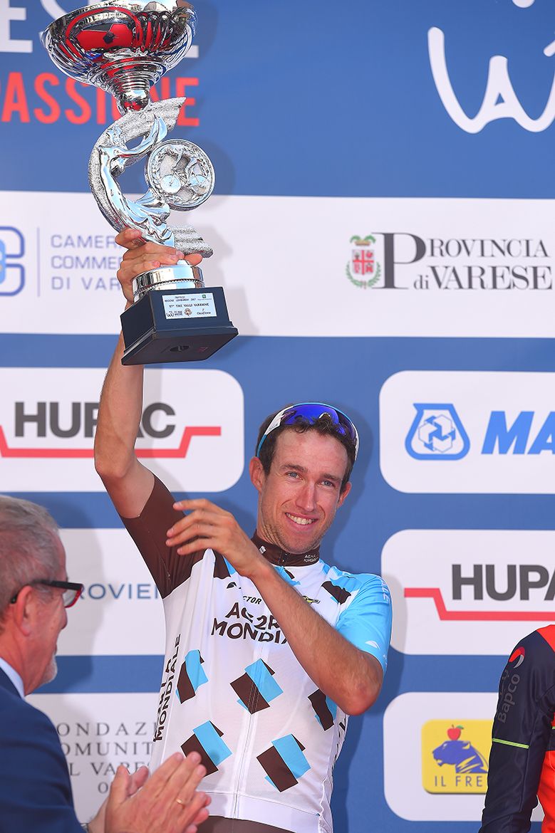 Alexandre Geniez shows off is new trophy