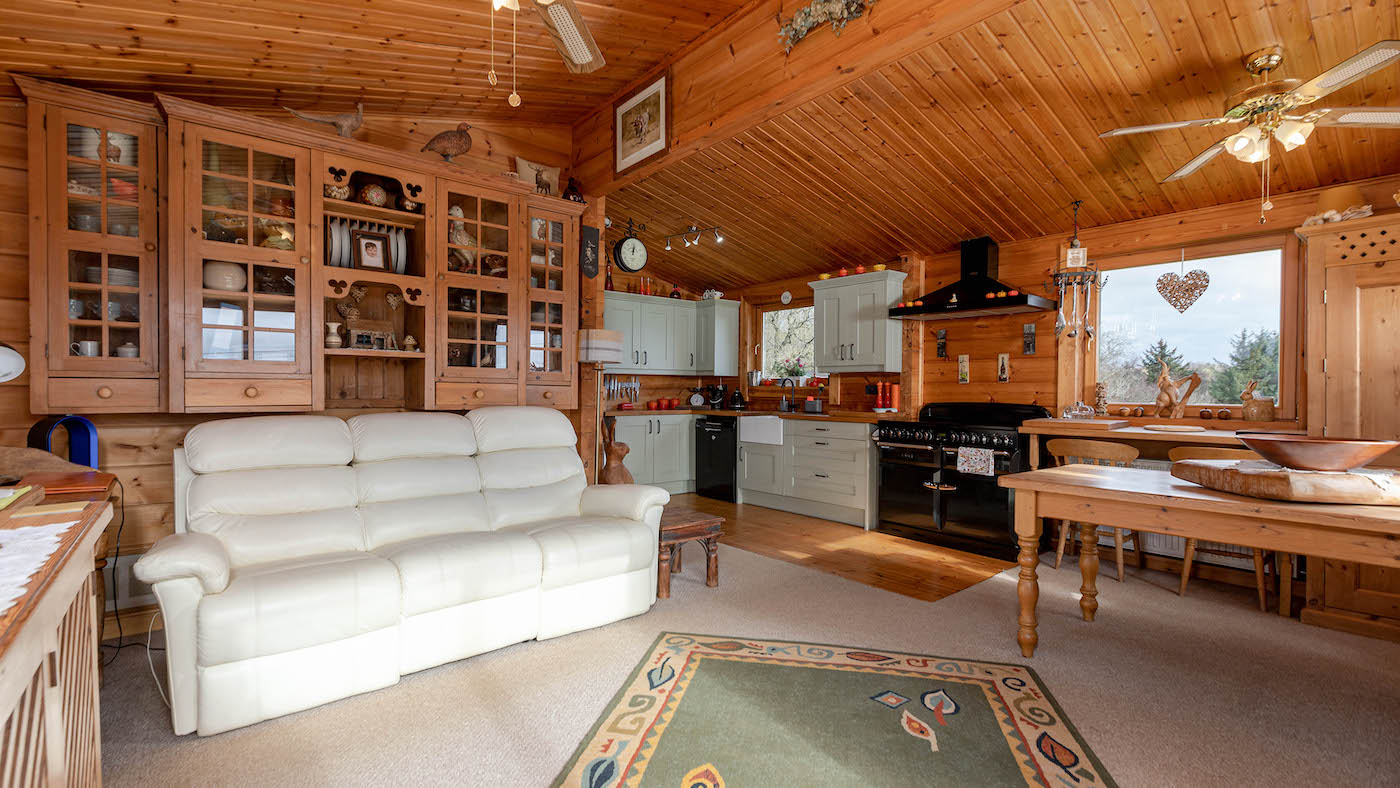 Open-plan living room in lodge