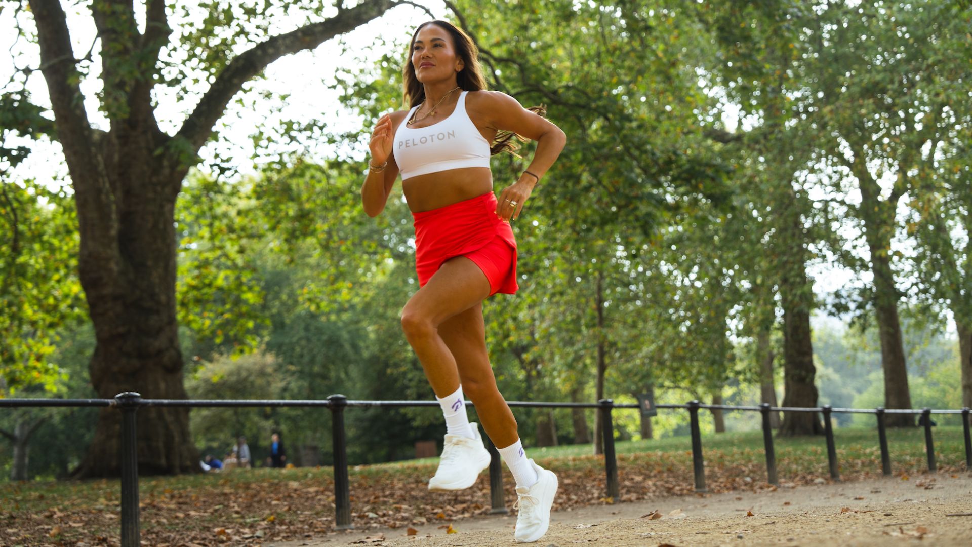 Woman runs in park