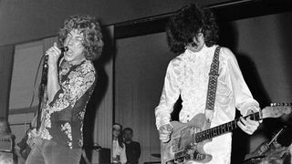 Robert Plant and Jimmy Page onstage