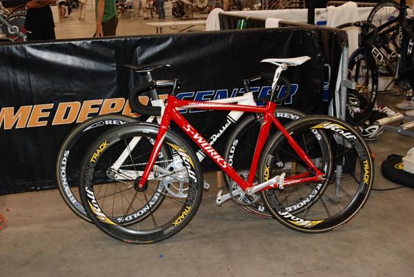 Fast bikes: Erica Allar's rode to 4th, Jame Carney's (rear) took the win.