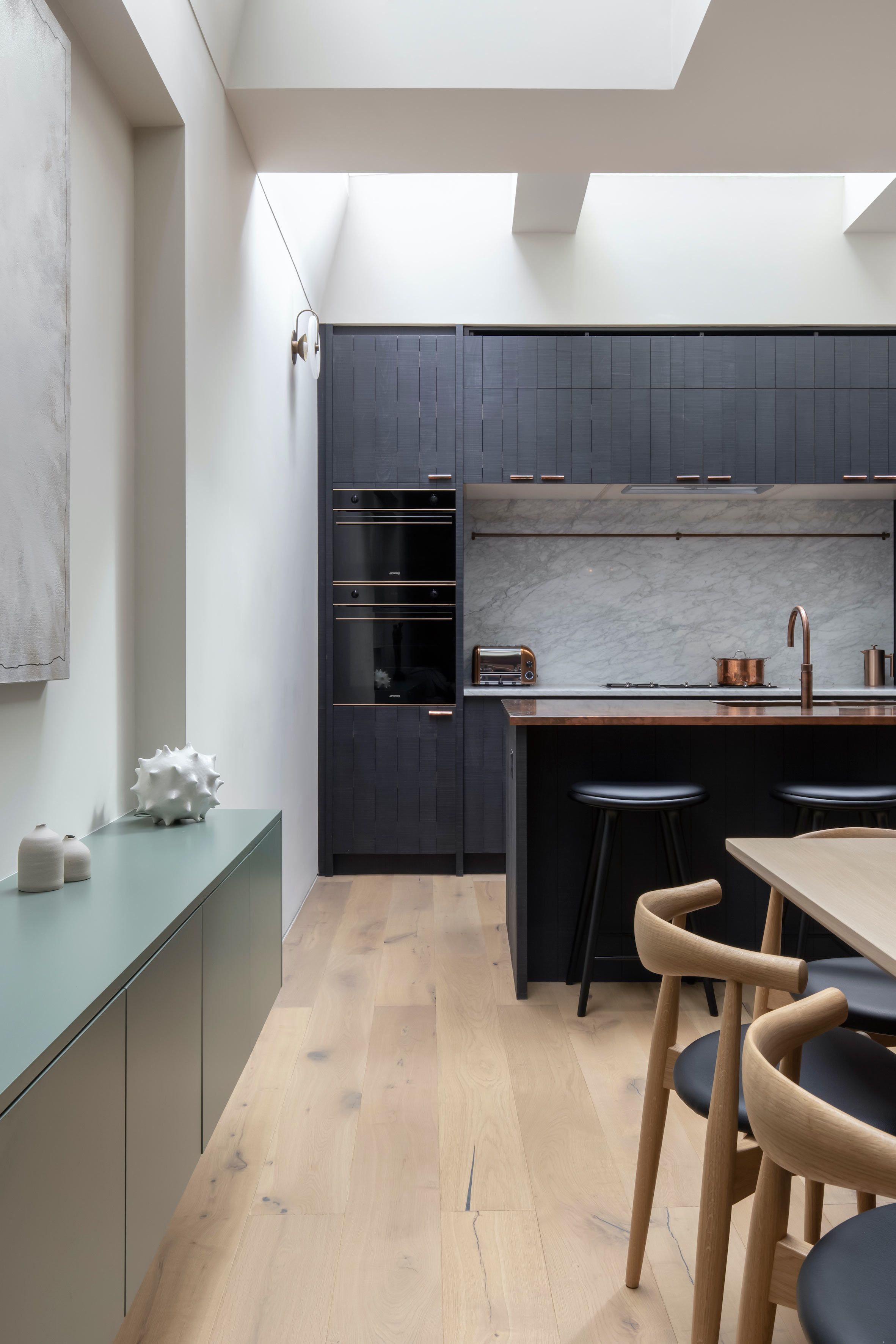 Wooden kitchen in open place living space